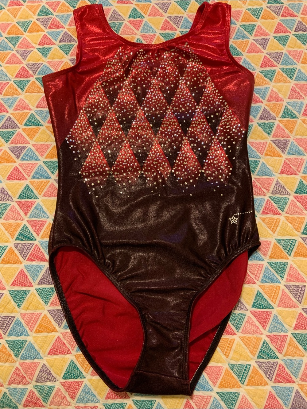 Destira Red and Black Sparkle Gymnastics Leotard